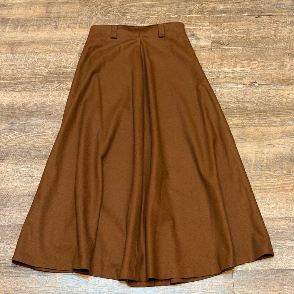 Vintage Pendleton Brown Wool A-Line Maxi Skirt High Waist Size 6 Made in USA